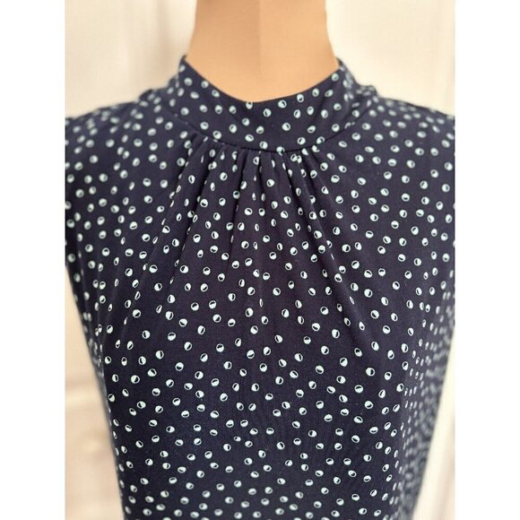 Banana Republic Womens Navy/Teal Print Sleeveless Mock Neck Blouse Top Size XS - Picture 1 of 7